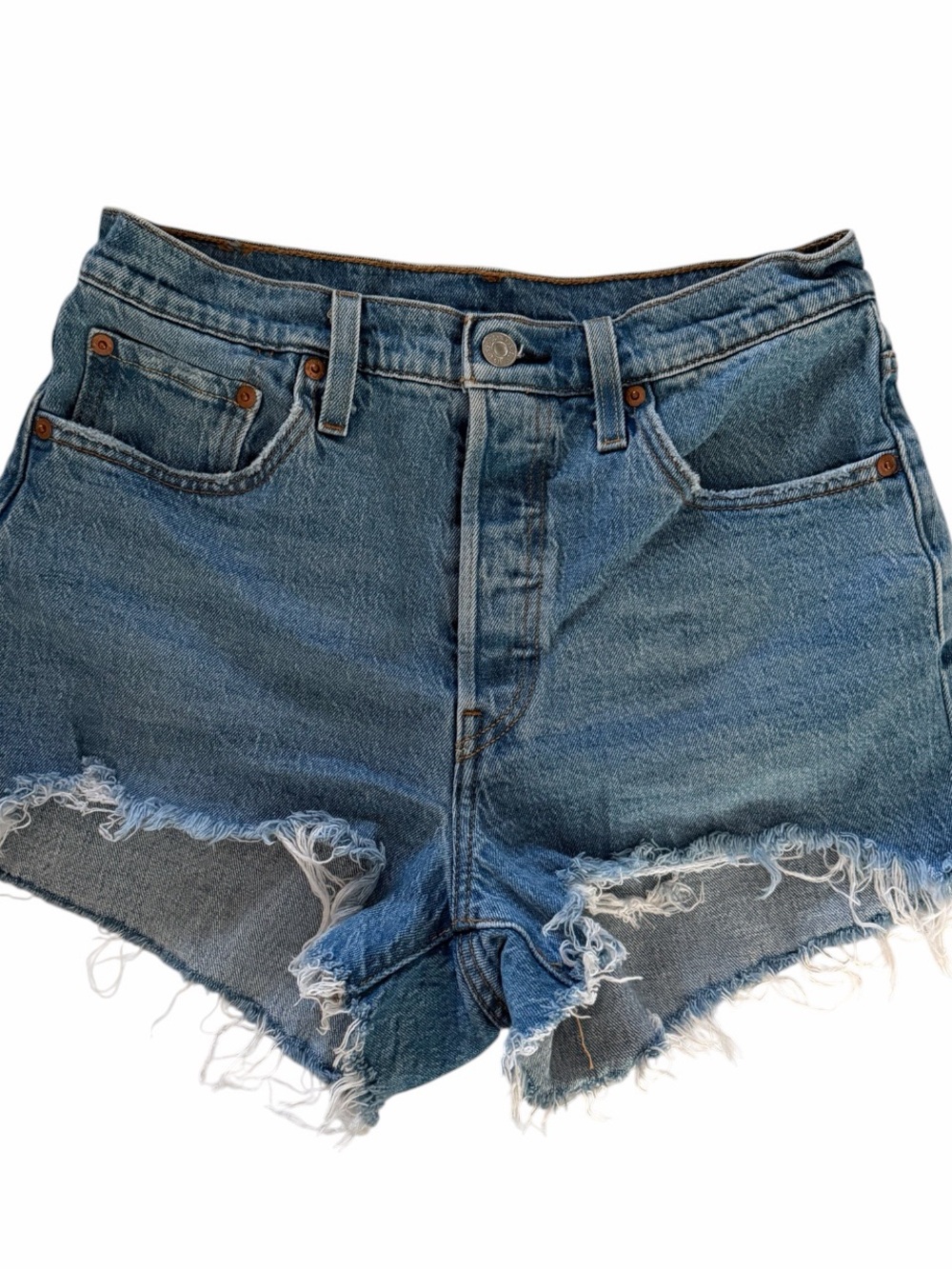 Levi's 501 Distressed Blue Denim Cutoff Shorts - Sz 28